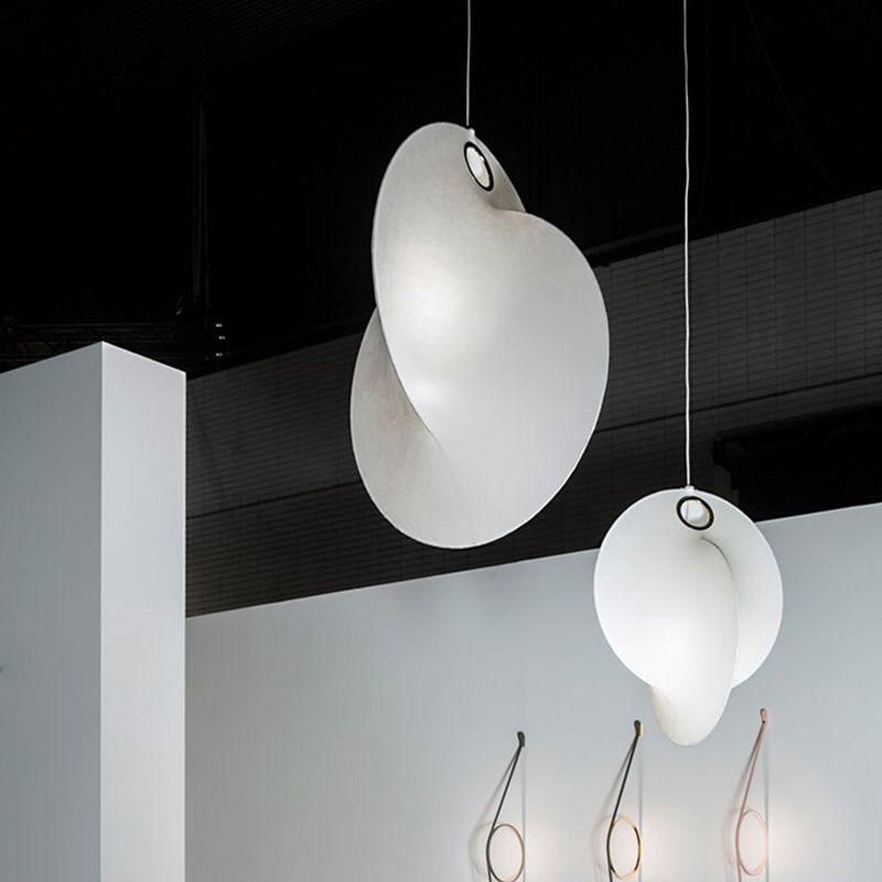 Wit moderne hanglamplichteranatuur 1-licht zijdehanglicht voor trappen