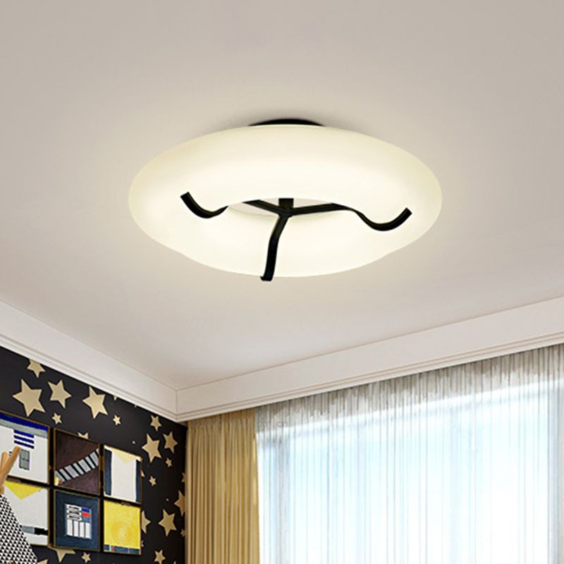 Lifebuoy Child Playroom Ceiling Lamp Plastic Kid LED Flush Mount Light Fixture in White
