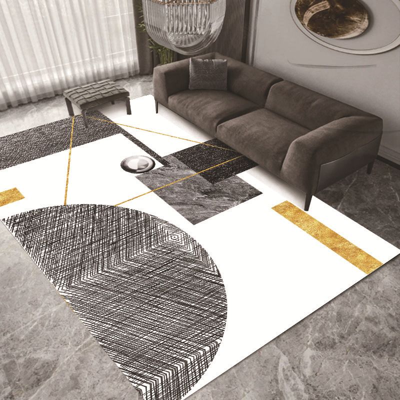 Luxe geometrie print tapijt polyester polyester binnen tapijt niet-slip ruggebied vloerkleed voor woonkamer