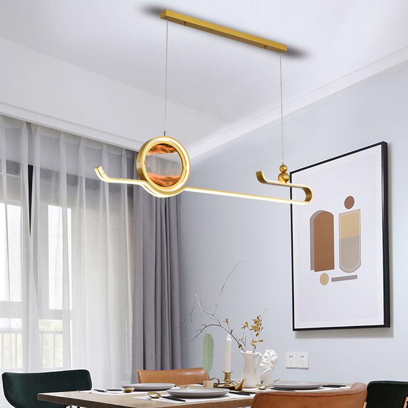 Modern Aluminum Island Light Fixtures Geometry 2-Light Restaurant LED Hanging Lamps