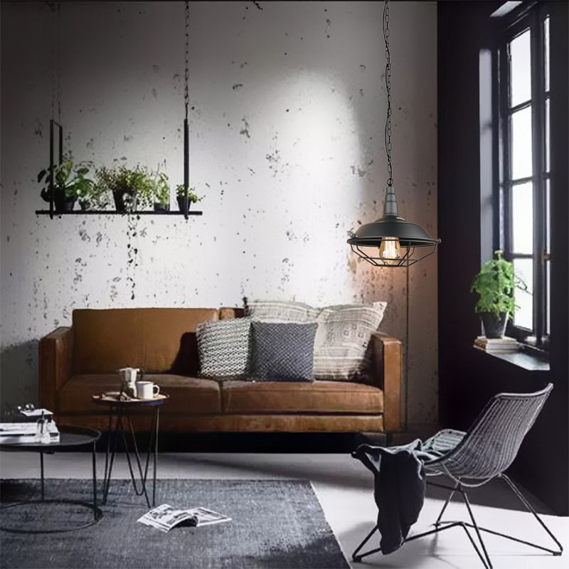 Sala da pranzo in stile industriale a sospensione a sospensione in metallo lampada appesa con gabbia