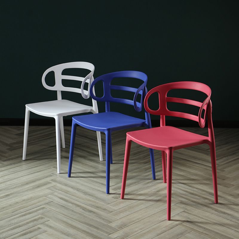 Scandinavian Arm Dining Chairs Plastic Low Back Dining Side Chair for Home