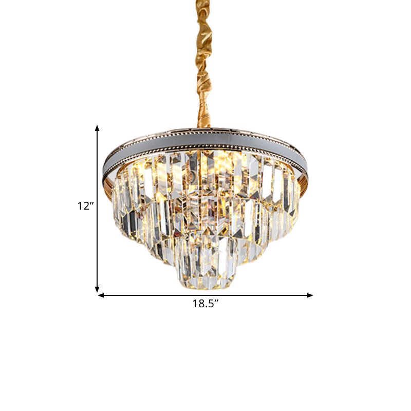 16/6 lichten taps toelopend hangende kroonluchter modern helder kristal prisma plafond hanger lamp, 31,5 "/18,5" breed