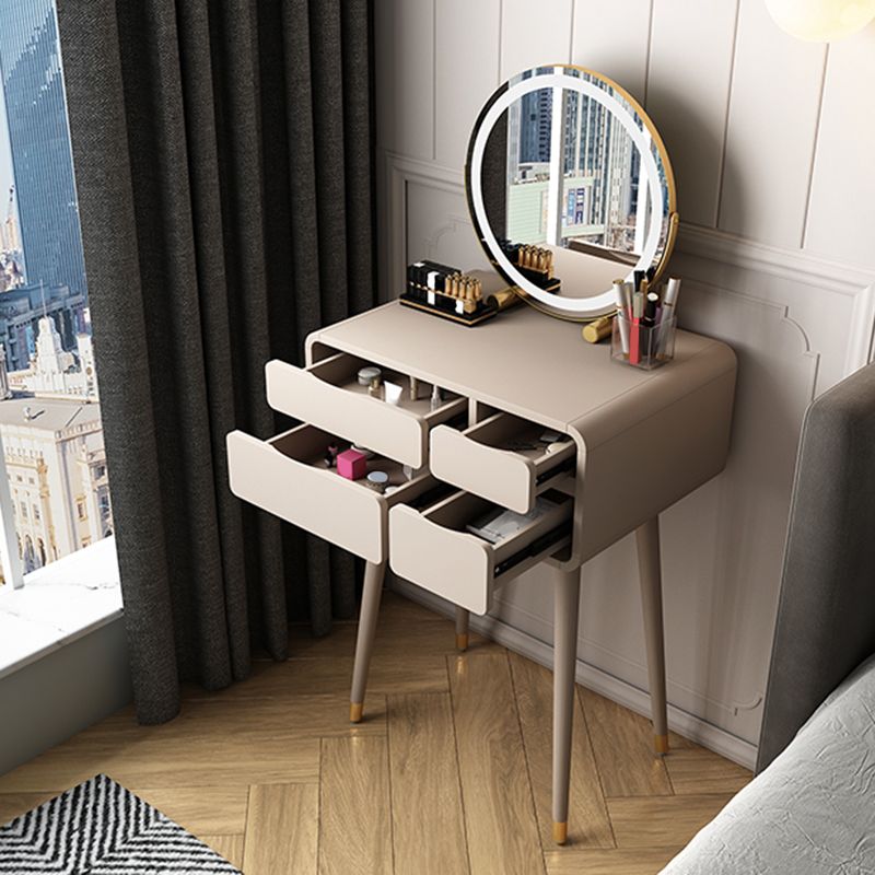 Contemporary Wooden Vanity Set with Stool for Living Room - 31.5" High