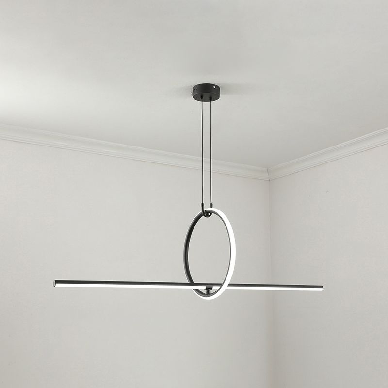 Lineair eilandverlichtingsideeën Modern Metal 2 Light Island Lights in Black