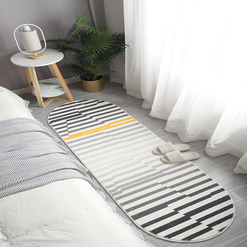 Green Casual Carpet Polyester Stripe Carpet Non-Slip Backing Rug for Drawing Room