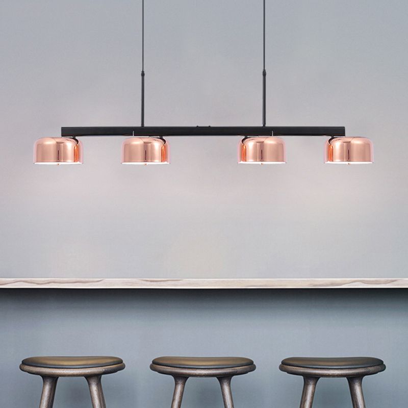 4-Light Diner Island Lamp Nordic LED Hanging Light Fixture with Drum Acrylic Shade