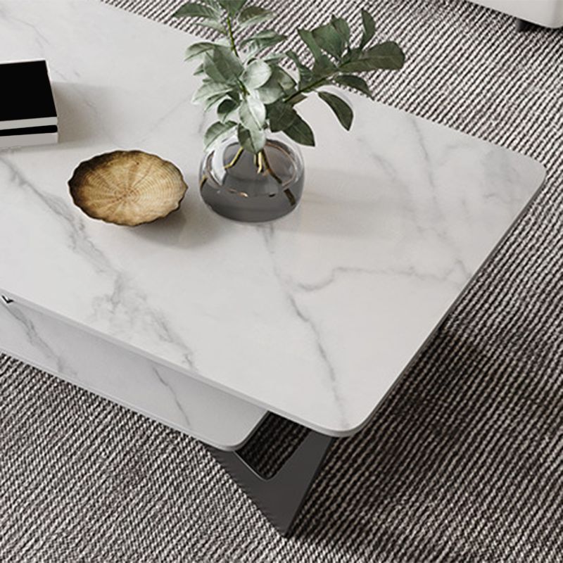 Rectangular Abstract Base Slate Glam Style with Storage Shelf Coffee Table