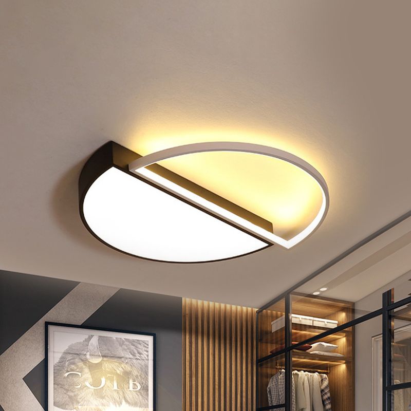 Splicing Round Flush Mount Ceiling Light Modernity Metal LED Black/White Flush Lamp in Warm/White Light/Remote Control Stepless Dimming, 18"/21.5" W