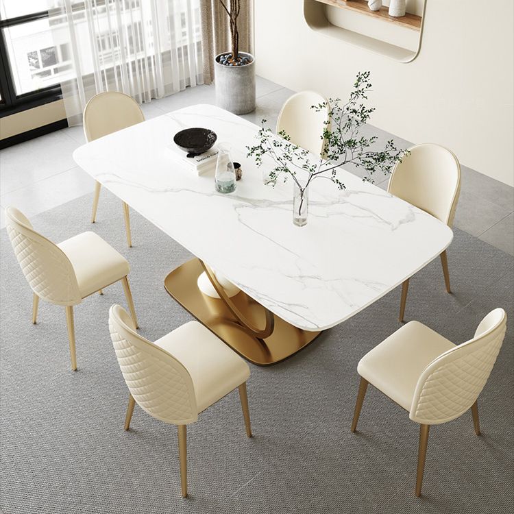 Modern Stone Furniture Set 1/4/5/7 Pcs Standard Height Dining Room Table Set in White