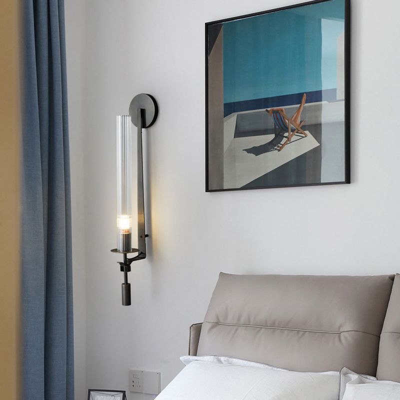 Geometric Wall Lighting Simplicity Metal 1 Light Rustic Wall Sconces in Black