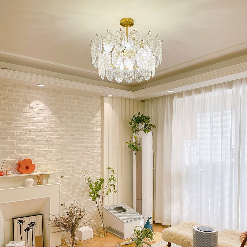 American Style Hanging Chandelier Metal Glass Chandelier in Gold for Hotel Restaurant