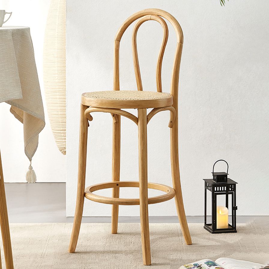 Modern Low Back Bar-stool Round Counter Bar Stool with Wooden Legs