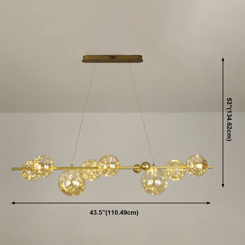 Sphere Island Lighttures Modern Glass Island Chandelier en Gold Finish