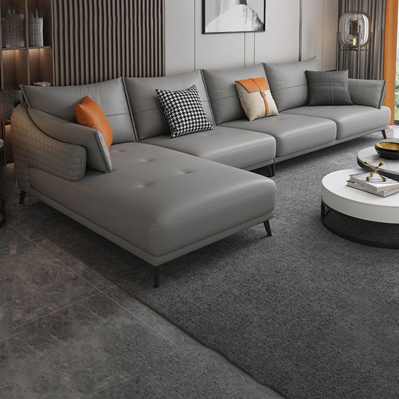 131.88" L x 66.92" W x 33.46" H Genuine Leather Sofa Pillow Top Arm Sectional