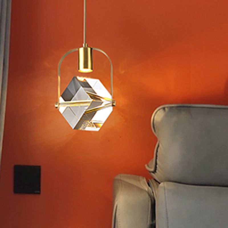 Géométrie Shape Crystal Pendante Light Modern Style Single Light Lampe suspendue en or