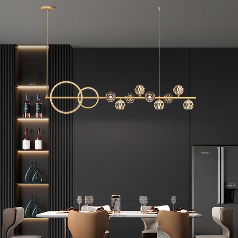 Ball Shape Crystal Island Pendants Modern Style Multi Lights Island Pendant Lights
