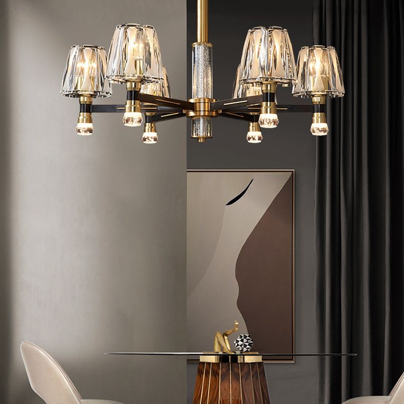 Conical Chandelier Light Fixture Traditional Clear Glass Pendant Lighting for Restaurant