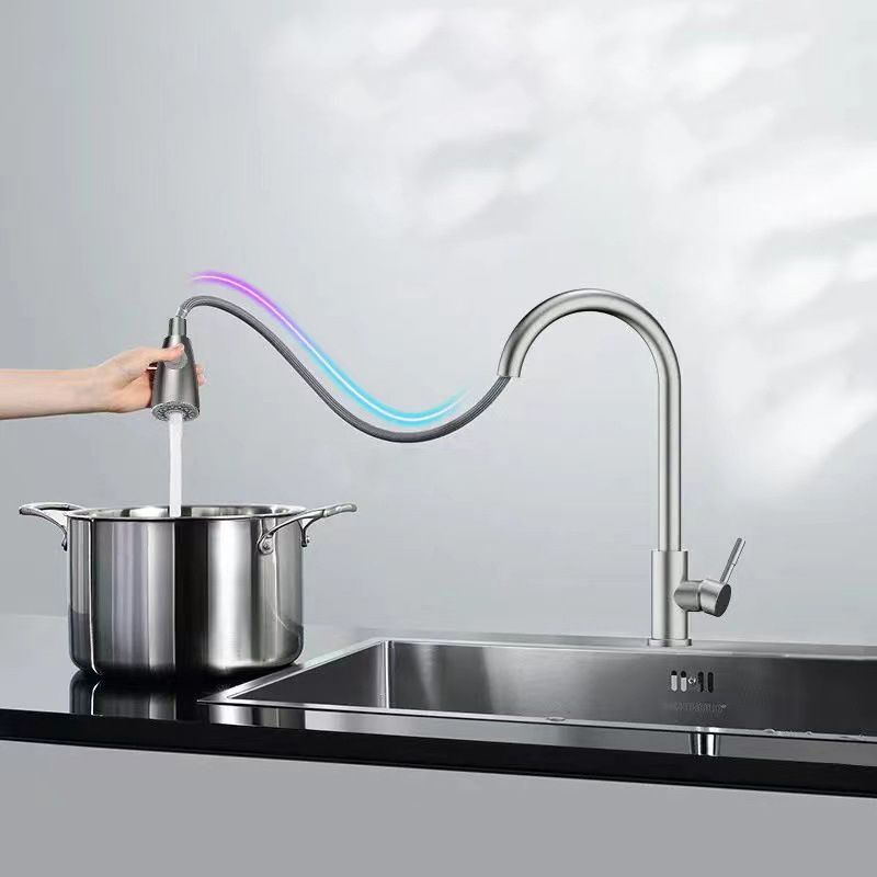 Modern 1-Handle Faucet Stainless Steel Pull down Standard Kitchen Faucet