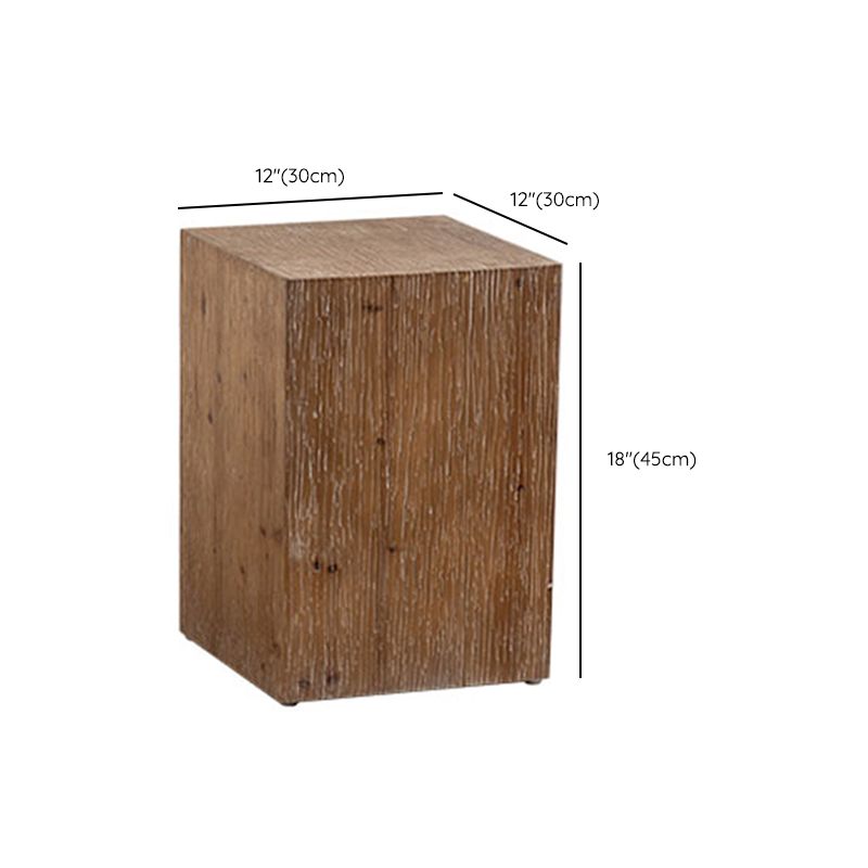 Country Style Square Side Table Natural Solid Wood End Table