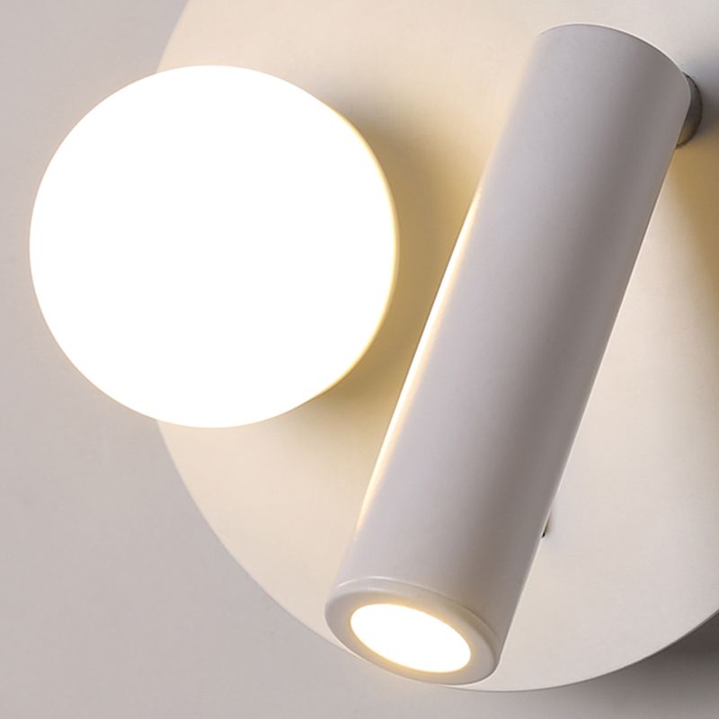 Modern Metal Wall Light Geometric White 2 Lights Reading Wall Sconce for Bedroom