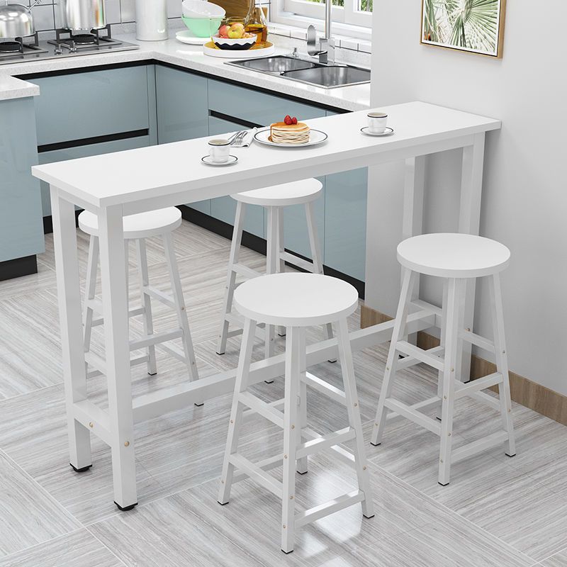 Modern Wood Counter Table Rectangle Top Trestle Base Bar Table