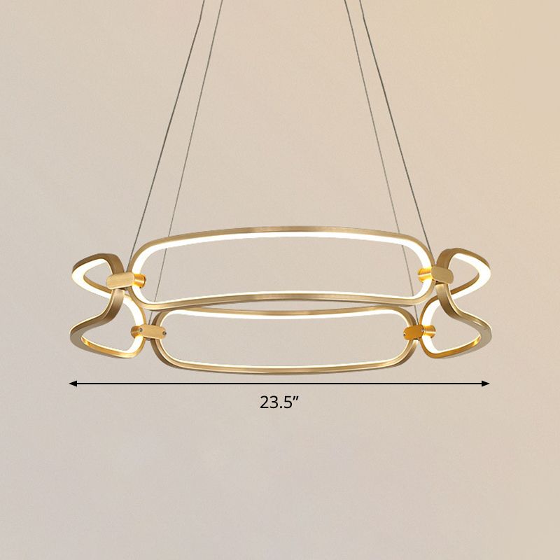 23.5 "/31.5" Pulsera de ancho Luz colgante de metal Candelera de colgante LED de oro minimalista, luz cálida/blanca/natural