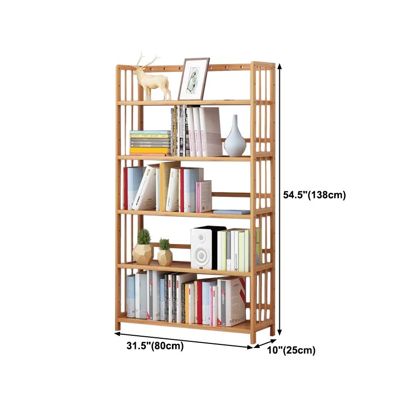 Manufactured Wood Etagere Bookshelf Natural Modern Open Bookcase for Classroom