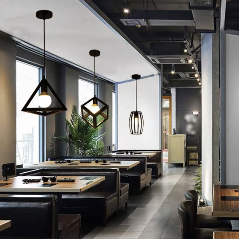 Cage a sospensione a sospensione Vintage Black Metal Suspension Accensione