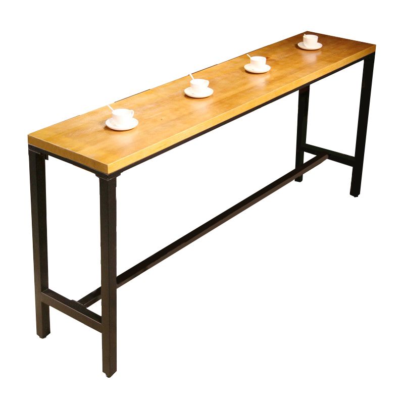 Rectangular Bar Height Table Black Legs and Metal Base Bar Table