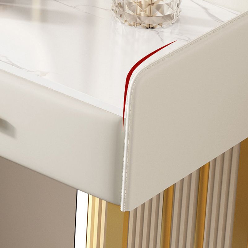 Luxurious Stone Top Vanity and Stool 5 Drawers Dressing Table