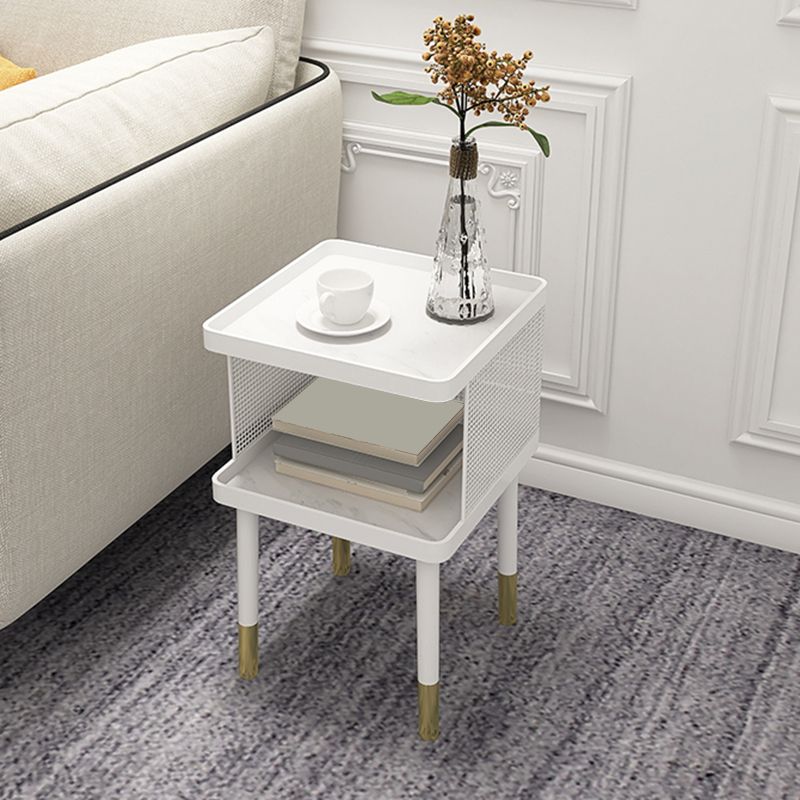 23 Inch H Nightstand Modern Open Storage Stone Top Legs Included Night Table