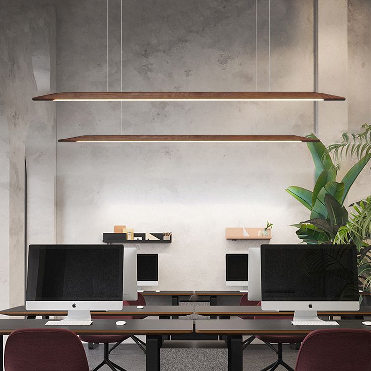 Wood Hanging Pendant Lights Minimalism Linear Hanging Lamps for Office