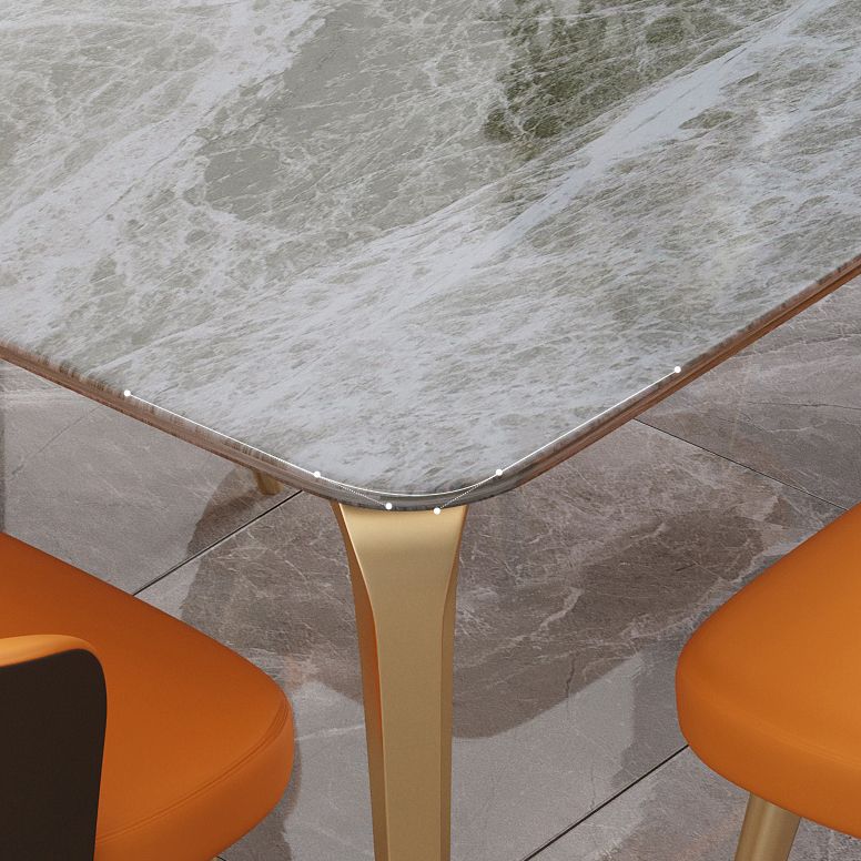 4 Legs Kitchen Dining Table Modern Luxury Style Rectangle Stone Dinette Table