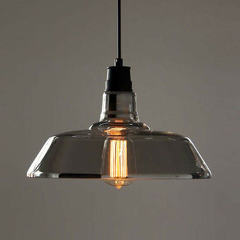Pot Cover Glass Hanging Lamp Vintage Style Single-Bulb Restaurant Lighting Pendant