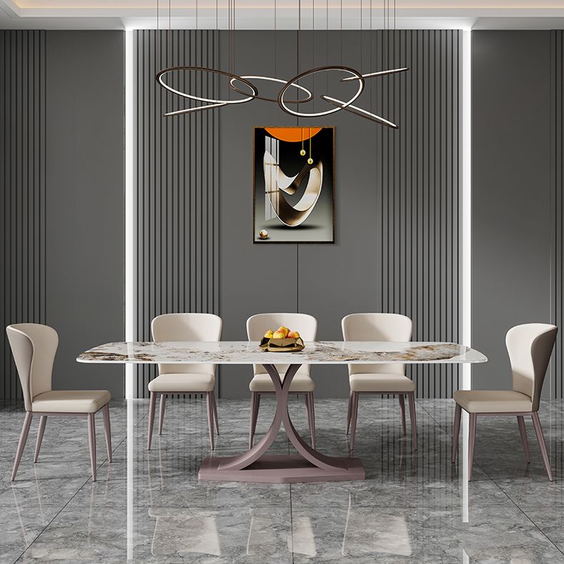 Nordic Glam Rectangle Sintered Stone Dining Table Set 1/4/6/7 Pieces Dining Set