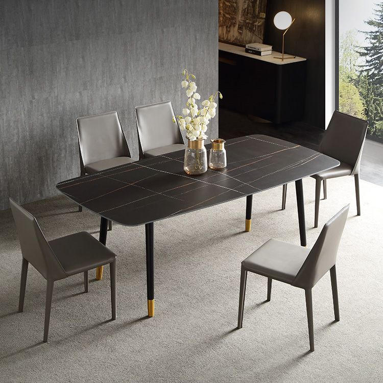 Modern 1/4/5/6/7 Pieces Dining Set Sintered Stone Dining Table with Leather Chairs
