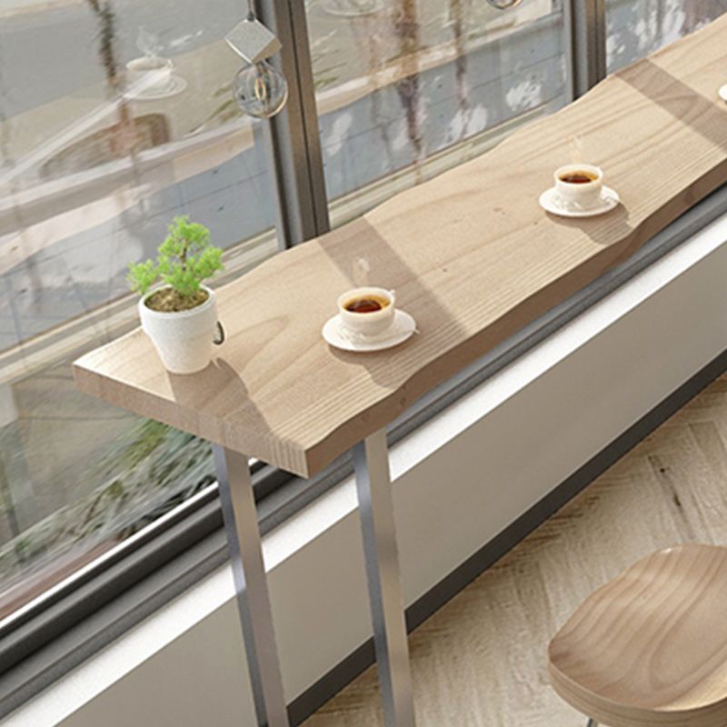 Modern Rectangle Pub Table Set 1/5 Pieces Wooden Counter Table with Backless Stools