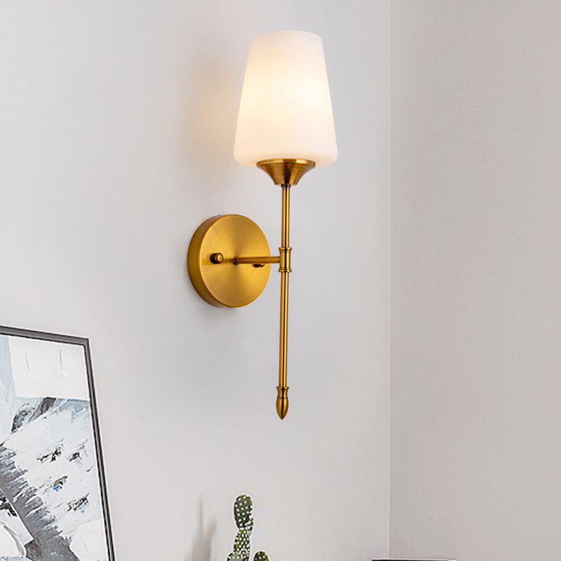 Modern Metal Wall Sconce Minimalist Wall Light with Glass Shade