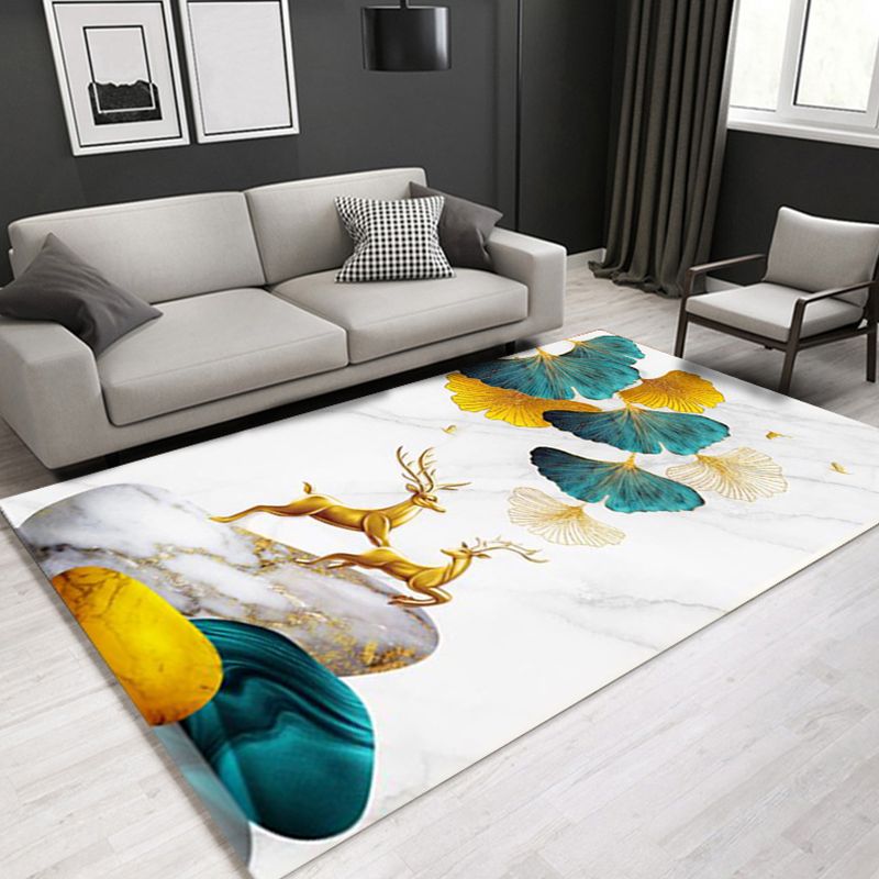 Glam Modern Rug Multi Color 3D Plant Print Rug Pet Friendly Non-Slip Machine Washable Rug for Living Room