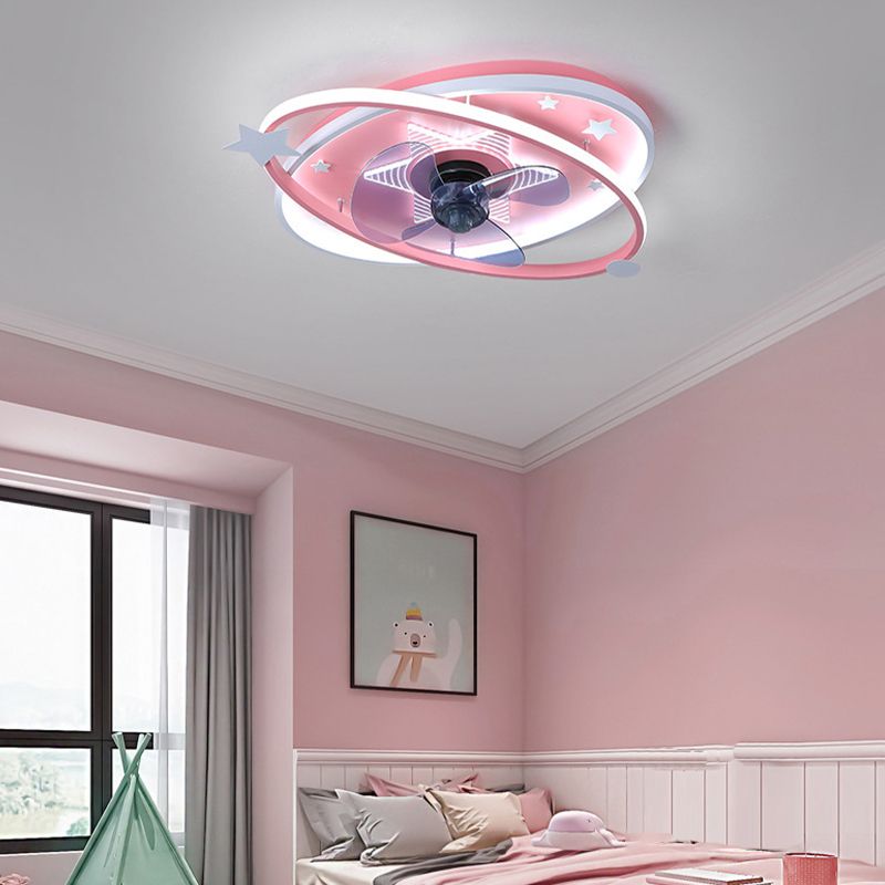 3-Blade Children LED Ceiling Fan Blue/pink Fan with Light for Foyer