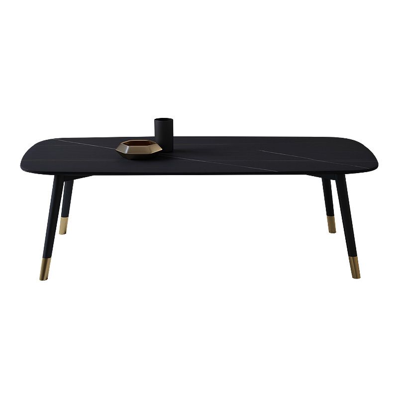 Glam Slate Coffee Table 4 Legs Rectangular Cocktail Table for Home