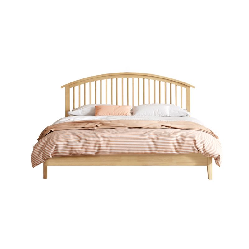 Scandinavian Slat Solid Wood with Headboard Mattress Included Arched Slat Bed