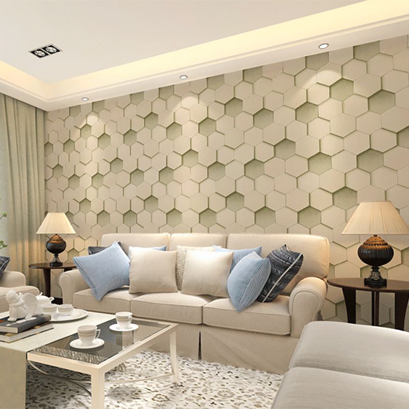 Vinyl 3D Effect Geometric Wallpaper 20.5"W x 33'L Simple and Modern Non-Pasted Wall Covering