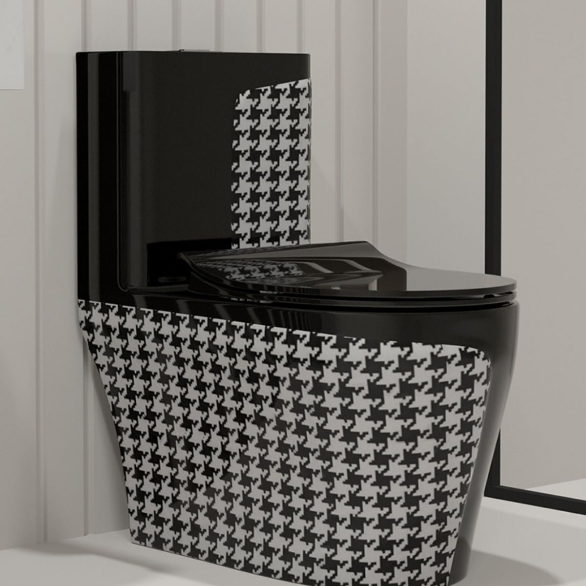 Floor Mount Flush Toilet Traditional Skirted One-Piece Toilet with Slow Close Seat