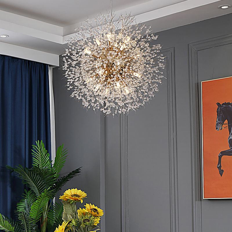 Aparte de iluminación suspendido de diente de león luces colgantes colgantes de múltiples cabezas múltiples con cristal