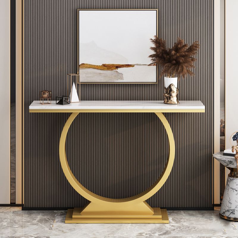 Glam Slate/metal Half Moon/Rectangle Abstract Console Table for Hall