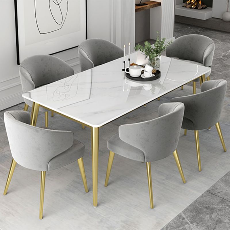 Glam White Sintered Stone Dining Table Set 1/2/5/7 Pieces Dining Set for Home Use