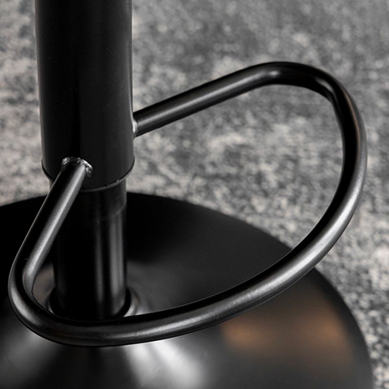 Modern Metal Stool Faux Leather Footrest Stool Adjustable Height in Matte Finish