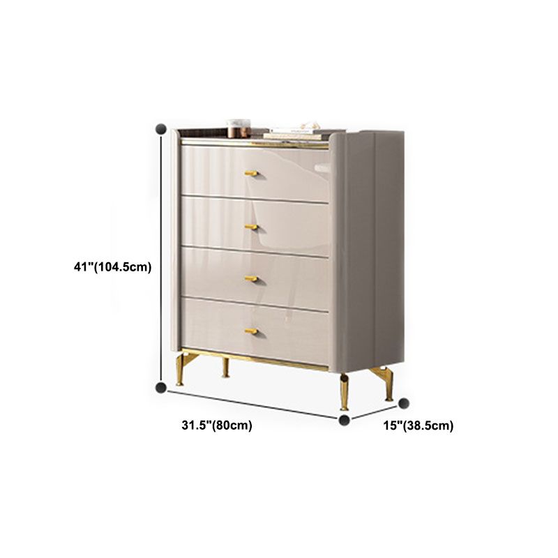 Stone Glam Chest Bedroom Storage Chest in White with Drawers